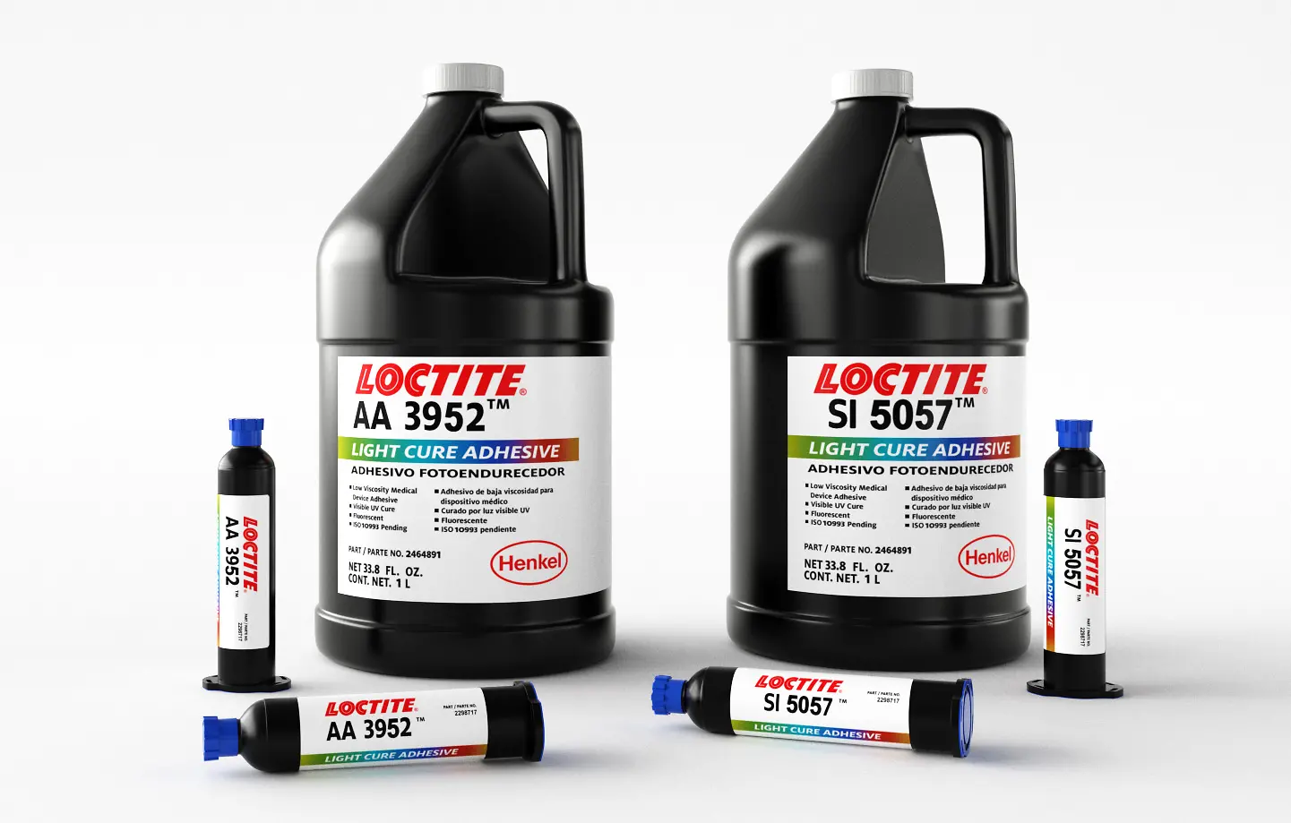 
Loctite AA 3952 and SI 5057 are new medical device grade light cure adhesives and have been tested according to Henkel's test protocols based on ISO 10993 biocompatibility standards.